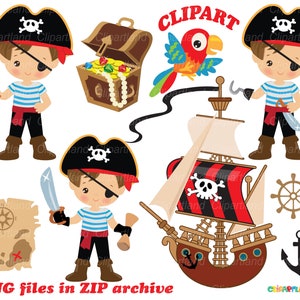 SOFORTIGER DOWNLOAD. Niedliche Clip Art Piratenjunge. Persönliche und kommerzielle Nutzung. S_98.