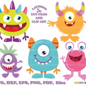 SOFORTIGER Download. Lustige Monster svg Schnittdateien. Monster Clip Art.  Persönliche und kommerzielle Nutzung. M_7.