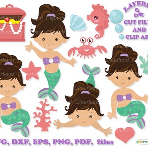 INSTANT Download. Mermaid svg cut files and clip art files. Personal and commercial use.  M_17.