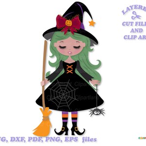 Téléchargement instantané. Jolie fille sorcière couper des fichiers et des images clipart. W_40.
