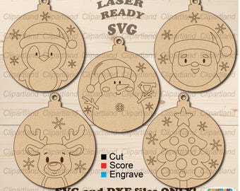 Christmas Ornament SVG Laser Cut Files, Paint Kit (Digital Download)