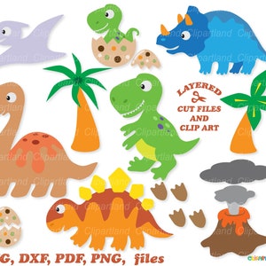 Download instantâneo. Arquivo de corte e clipart de pacote de dinossauro fofo. Uso pessoal e comercial. D_1.