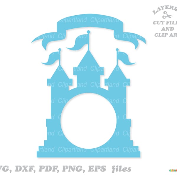 INSTANT Download. Cute photo frame in shape of castle svg cut file and clip art. Personal and commercial use. C_3.