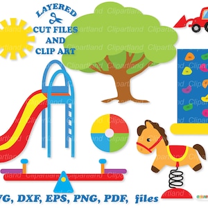 Directe download. Schattig parkspeeltuin gesneden bestand en illustraties. Persoonlijk en commercieel gebruik. P_2.