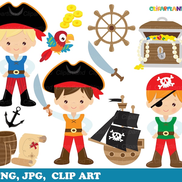 INSTANT Download. Pirate boy clipart. CP_82. Personal and commercial use.