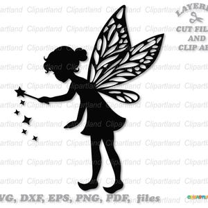 Download INSTANTÂNEO. Arquivos de corte e clip art de silhueta de menina fada de jardim fofa. F_25.