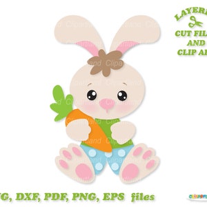 Descarga instantánea. Lindo conejito de Pascua niño svg archivos cortados y imágenes prediseñadas. Uso personal y comercial. B_6.