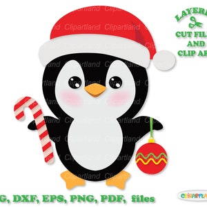 Download instantâneo. Pinguim bebê fofo de Natal svg, arquivos de corte dxf e clipart. P_24.