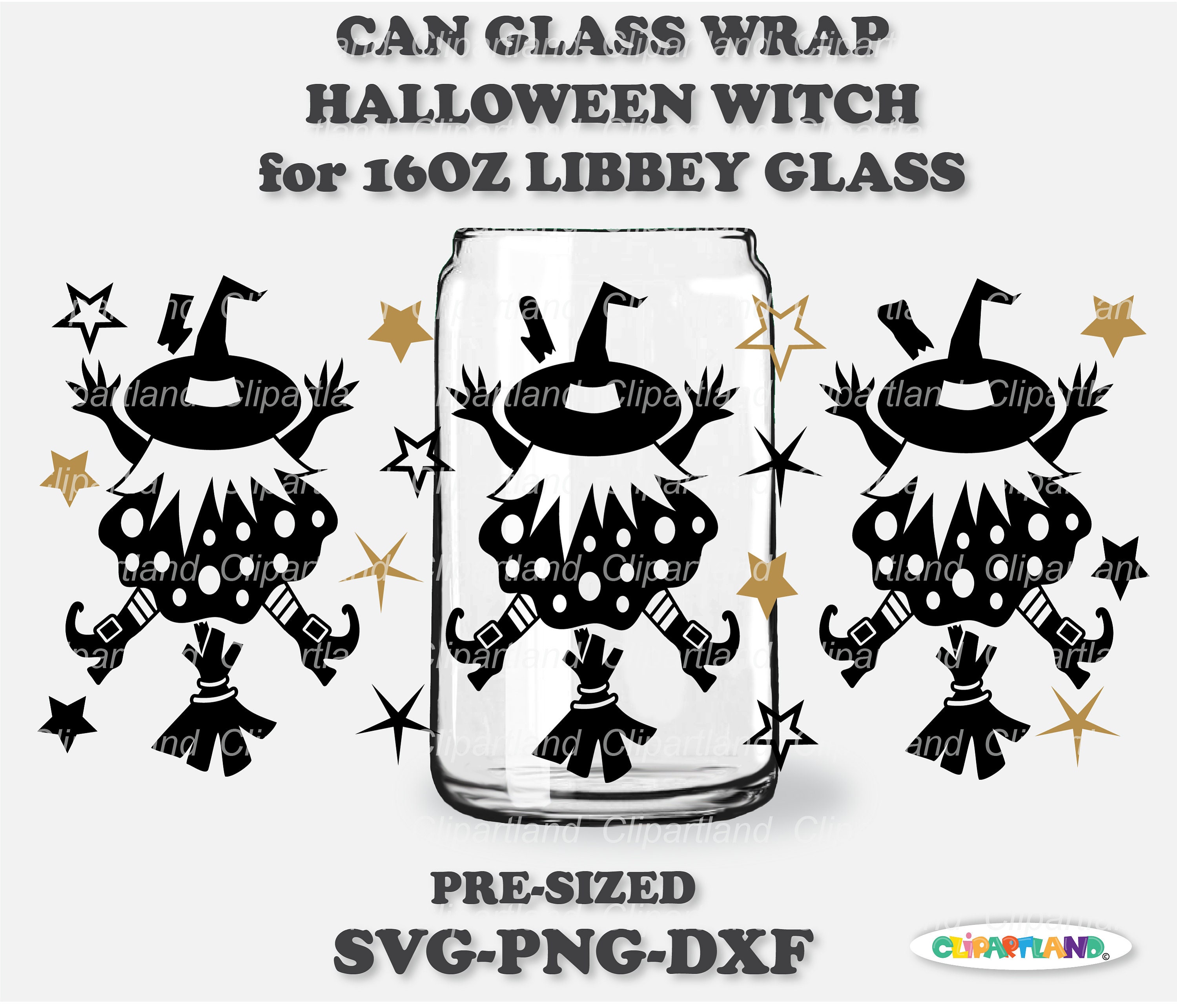 Halloween Witch Libbey Can Glass Wrap Template (SVG, PNG, DXF) - Etsy