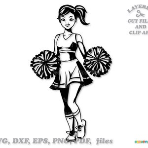 Directe download. Meisje cheerleader SVG bestanden knippen. Persoonlijk en commercieel gebruik. C_14.