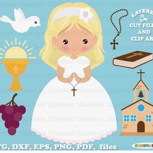 SOFORTIGER Download. Kommunion Mädchen, Schnittdatei und ClipArt. Persönliche und kommerzielle Nutzung. С_3.