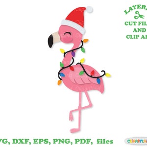 Download instantâneo. O uso pessoal e comercial está incluído! Flamingo de Natal svg, arquivos de corte dxf e clipart. F_5.