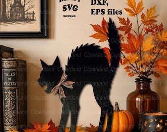 Halloween Black Cat Shelf Sitter, Laser Cut File SVG (Digital Download)