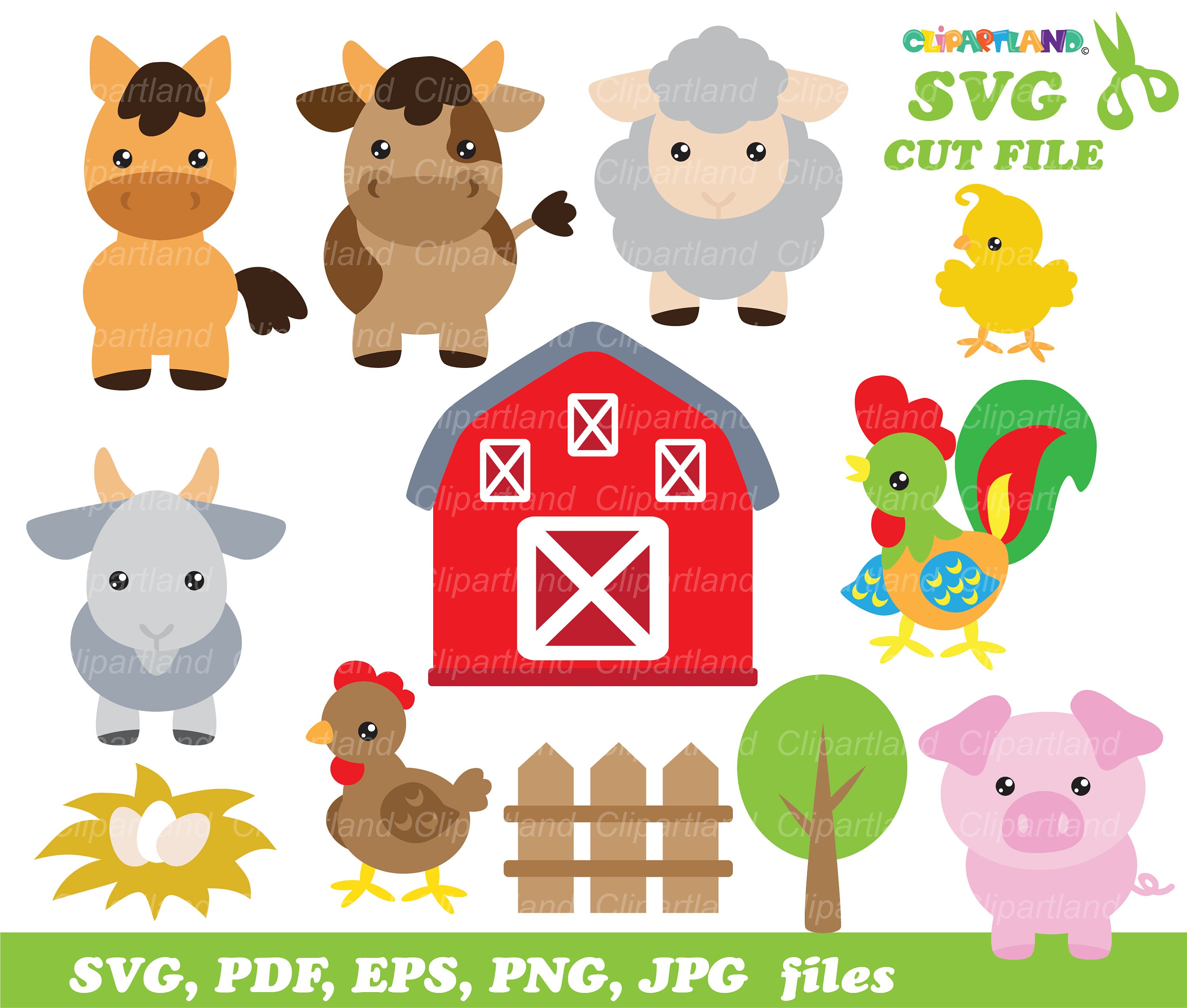 INSTANT Download. Farm Animals Svg Cut File. Clip Art. Cf_6. - Etsy INSTANT Download. Farm Animals Svg Cut File. Clip Art. Cf_6. - Etsy