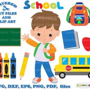Download instantâneo. De volta à escola. Arquivo de corte e clipart svg de menino estudante bonito. Licença comercial incluída! Sb_1.
