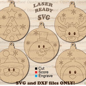 Descarga instantánea. Kit de pintura SVG. Adorno navideño vintage de madera contrachapada, paquete que se puede pintar con bricolaje. Archivo de corte svg para láser. O_3.