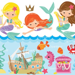 INSTANT Download. Mermaids clip art.  Personal and commercial use. Cm_71.