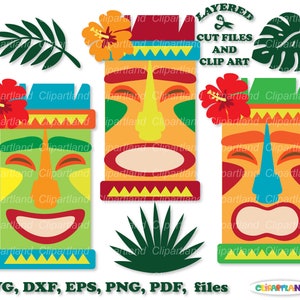 INSTANT Download. Hawaii svg. Tiki mask svg cut file. Tiki clip art. Personal and commercial use. T_16.