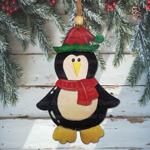 INSTANT Download. Christmas penguin ornament for laser cutting. Glowforge, cnc laser file svg. P_12.