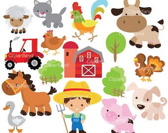 INSTANT DOWNLOAD. CF_67_farm. Farm animals clip art. Personal and commercial use.