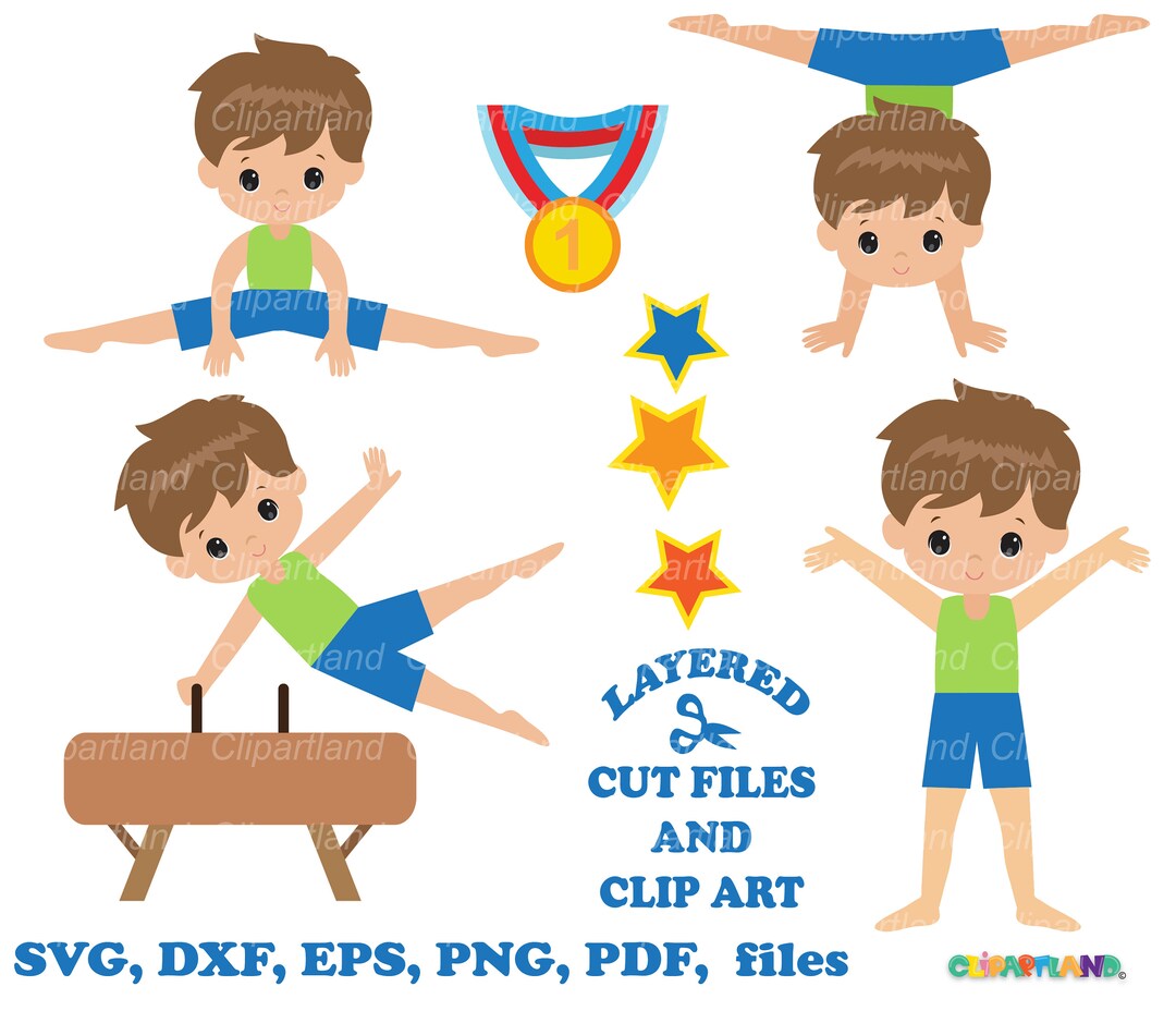 INSTANT Download. Gymnastics Boy Svg Cut Files and Clip Art. Personal