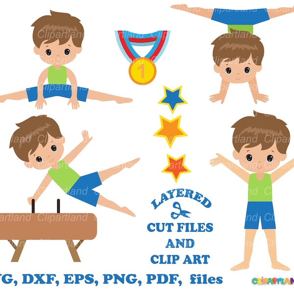 INSTANT Download. Gymnastics boy svg cut files and clip art.  Personal and commercial use. G_5.