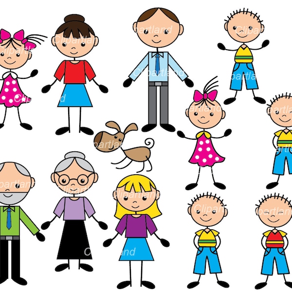 INSTANT Download. CST_stick_figure_family_1. Family clip art. Stick figure clipart.  Personal and commercial