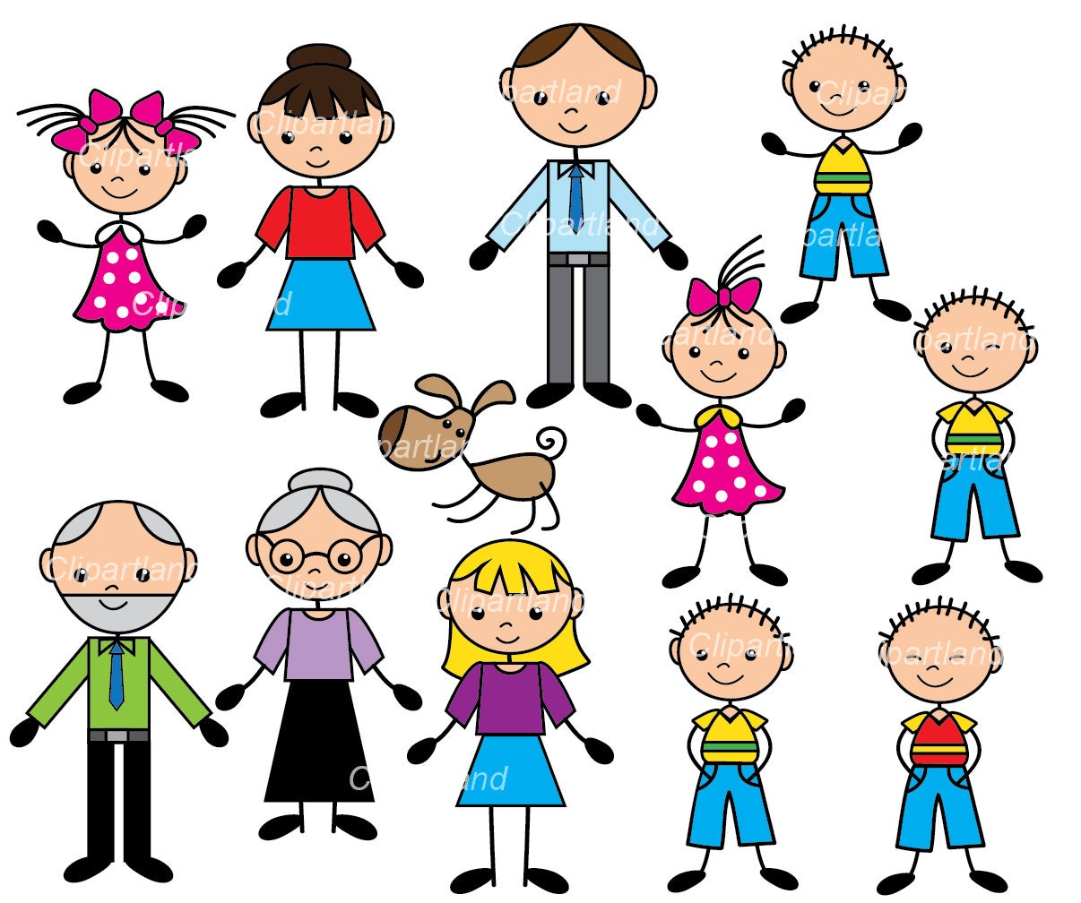 INSTANT Download. CST_stick_figure_family_1. Family clip