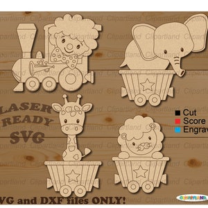 Téléchargement instantané. Kit de peinture SVG. Lot de coloriage bricolage train du cirque. Fichier de découpe Svg pour laser. T_1.