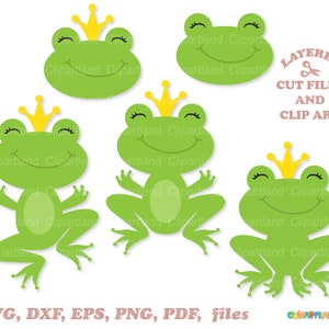 Téléchargement instantané. Mignon petit fichier de coupe svg prince grenouille et clipart. La licence commerciale est incluse ! F_4.