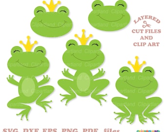 INSTANT Download. Cute little frog prince svg cut file and clip art. Commercial license is included ! F_4.