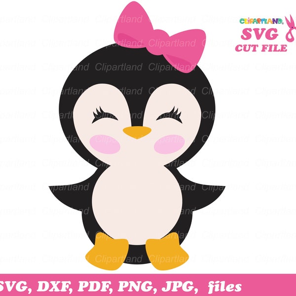 INSTANT Download. Penguin girl layered svg cut file and clip art. Pg_3. Personal and commercial use.