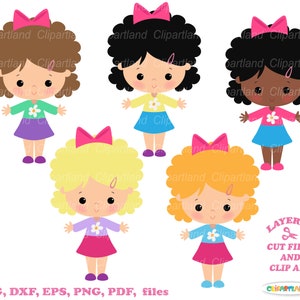 Directe download. Schattig meisje SVG gesneden bestanden en illustraties. Persoonlijk en commercieel gebruik. G_21.