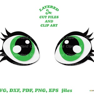 INSTANT Download. Cute cartoon eyes svg cut file and clip art. Commercial license is included! E_7.