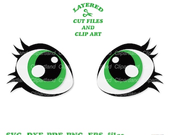 Cute Cartoon Eyes SVG Cut File & Clipart (Commercial License)
