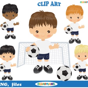 Descarga INSTANTÁNEA. Clip art de niño de fútbol.  Uso personal y comercial. S_14.