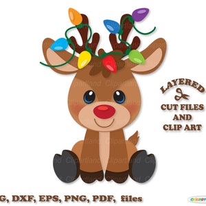 SOFORTIGER Download. Niedliche Weihnachten Rentier svg, dxf schnitt Dateien und Clip Art. R_41.