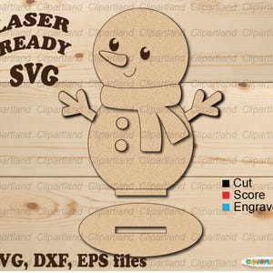 SOFORTIGER Download. Süßer stehender Schneemann zum Laserschneiden. Kantenhocker auf Ständer. Glowforge, cnc Laserdatei svg. S_27.