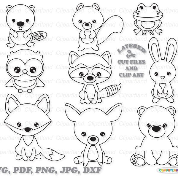 INSTANT Download. Personal and Commercial use is included! Little forest baby animals cut file and clip art. F_40.