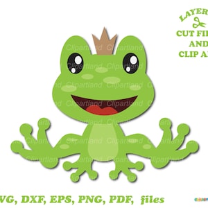 Téléchargement instantané. Fichier de coupe svg prince grenouille mignon et clipart. Usage personnel et commercial. F_1.