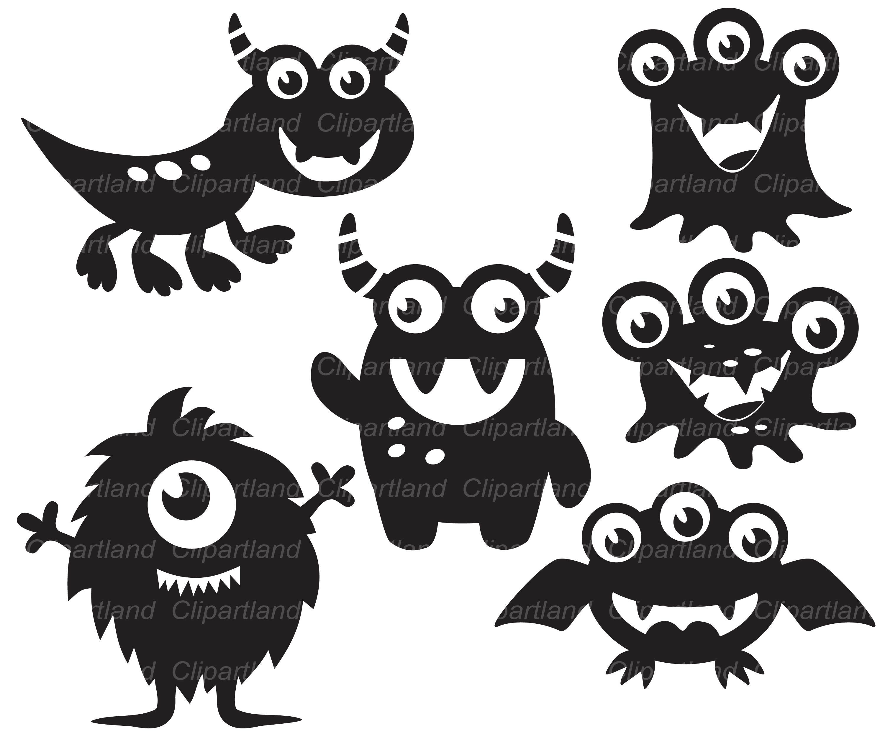 Cute Monster Silhouette Clipart SVG, PNG, PDF (digital Download) - Etsy  Denmark