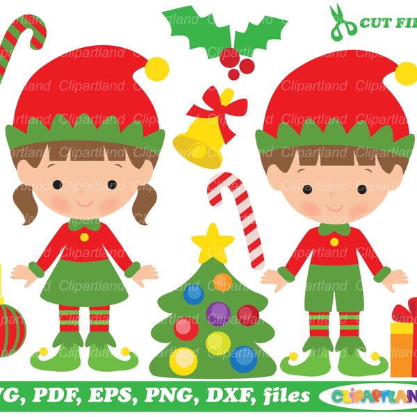 INSTANT Download. Personal and commercial use is included! Cute Christmas elf cut files and clip art. Ce_26.