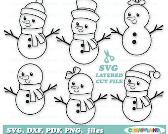 INSTANT Download. Personal and commercial use is included! Cute Christmas snowman svg, dxf cut files and clip art. S_8.