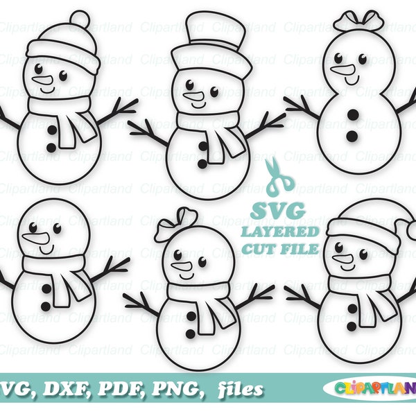 INSTANT Download. Personal and commercial use is included! Cute Christmas snowman svg, dxf cut files and clip art. S_8.
