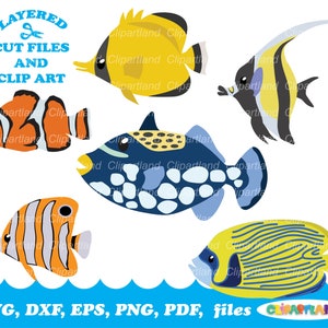 Descarga instantánea. Archivo de corte svg de pescado de mar y clip art. ¡Se incluye licencia comercial hasta 500 usos! Sf_1.