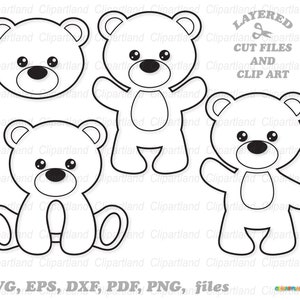 SOFORTIGER Download. Süßer Teddybär svg, dxf, Dateien geschnitten, Clip Art. Persönliche und kommerzielle Nutzung ist inbegriffen! B_10.