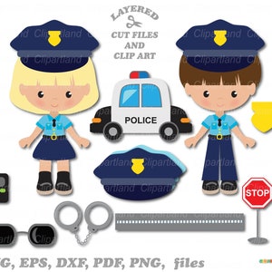 SOFORTIGER Download. Niedliche Polizei-ClipArt. SVG-Schnittdateien. Persönliche und kommerzielle Nutzung. P_4.