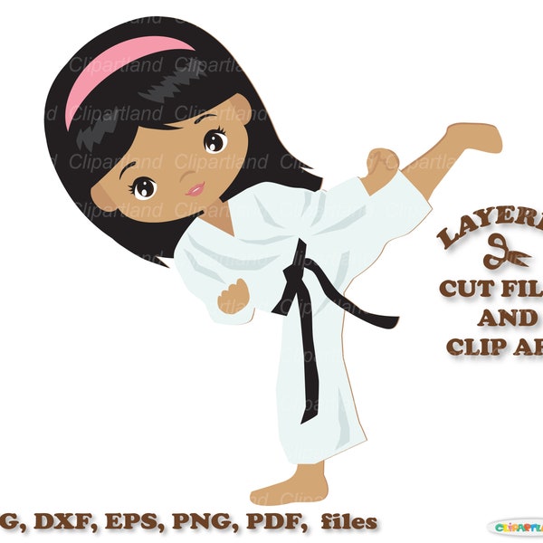 INSTANT Download. Karate girl svg cut files and clip art. Personal and commercial use. Kg_1.