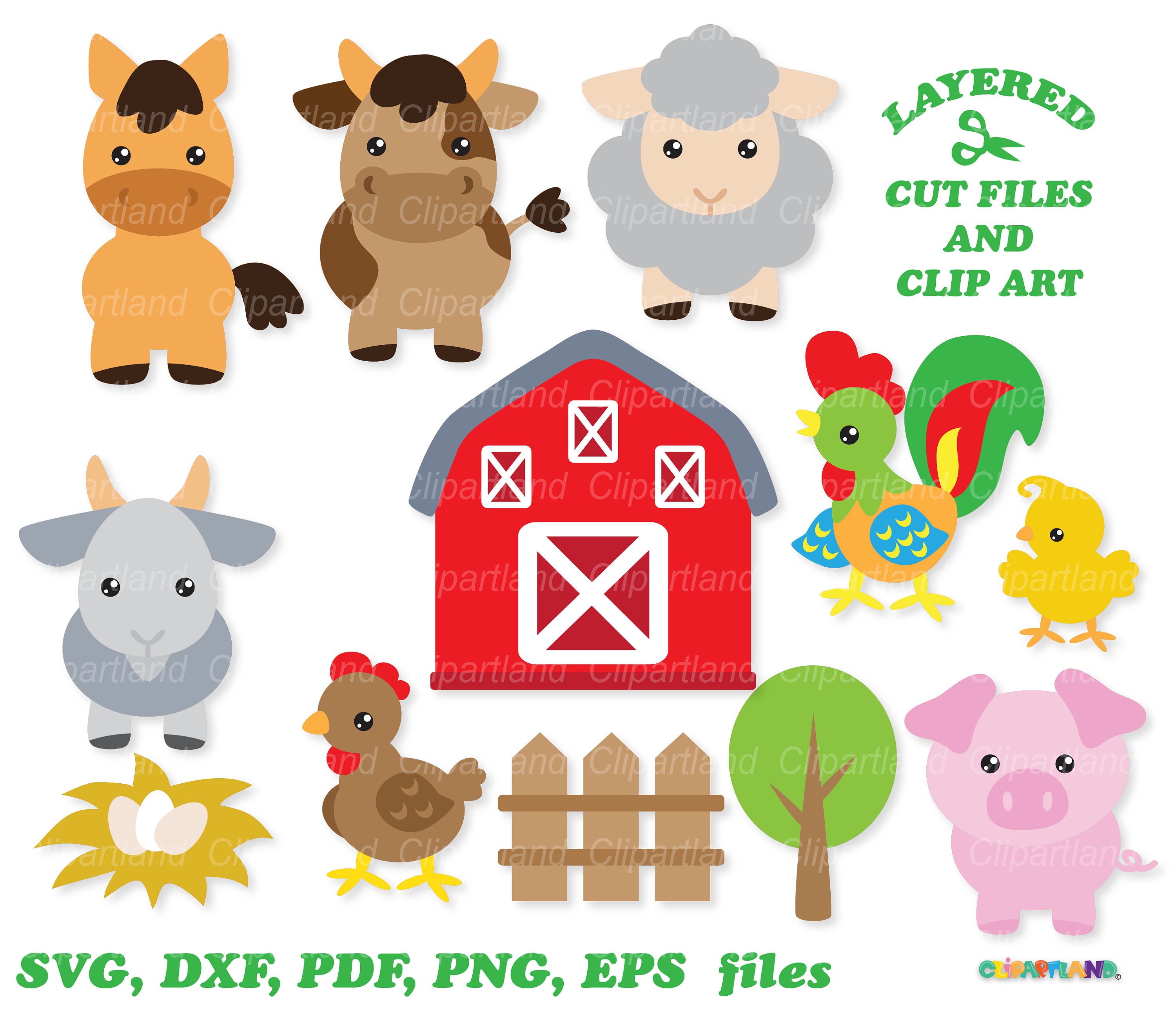 INSTANT Download. Farm Animals Svg Cut File. Clip Art. Cf_6. Personal ...