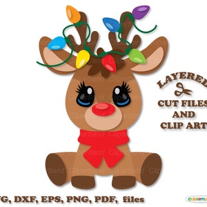 Directe download. Leuke kerst rendieren SVG gesneden bestanden en illustraties. Persoonlijk en commercieel gebruik. R_27.